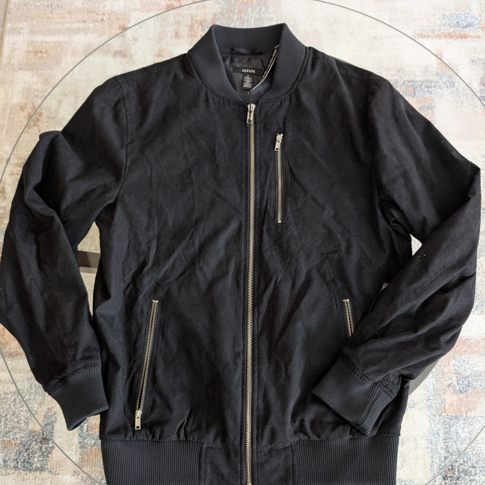 ALFANI Black Bomber Jacket for Men
